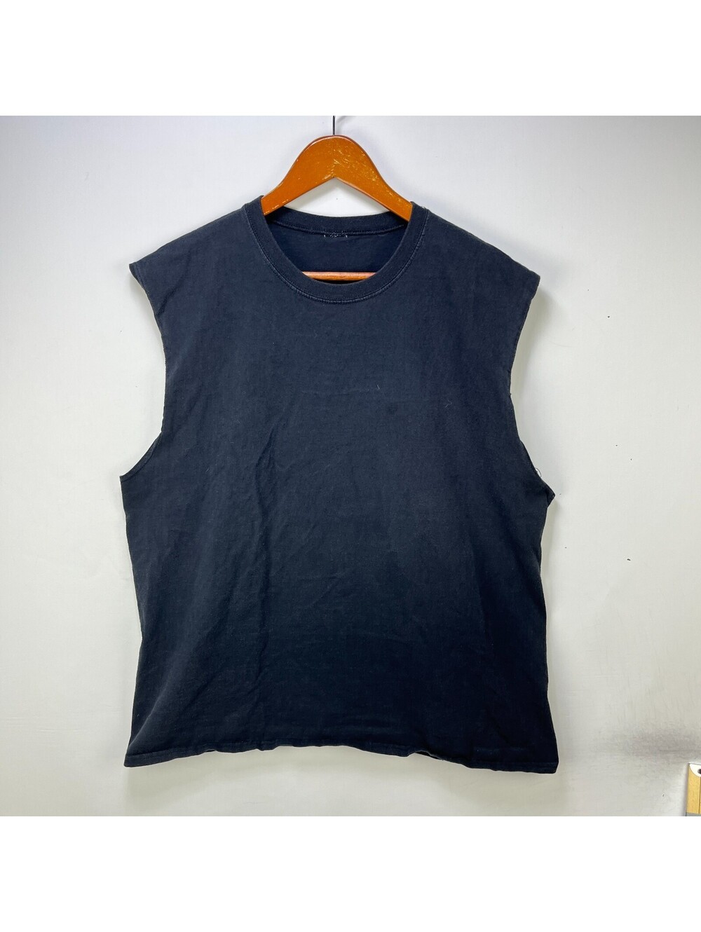 Vintage Sun Faded Blank Black Cutoff Sleeveless Tank XL